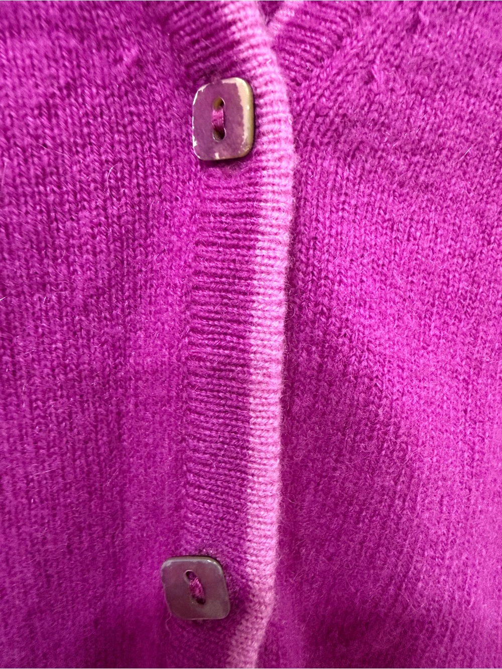 EUC Lauren Hansen Bright Magenta V-Neck Button Cardigan Cashmere - Picture 3 of 5
